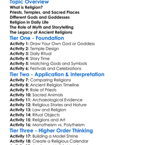 Religion In Ancient Civilizations Worksheet Activity Booklet