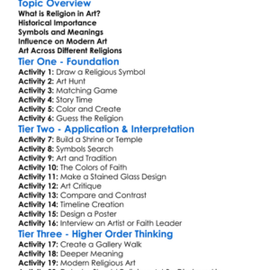 Religion In Art Worksheet Activity Booklet
