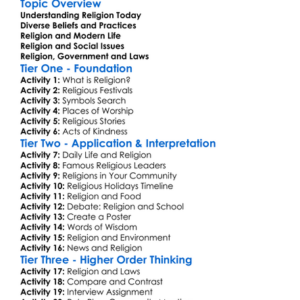 Religion In Contemporary Society Worksheet Activity Booklet