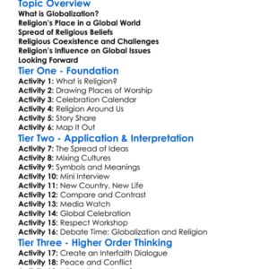 Religion In Globalization Worksheet Activity Booklet
