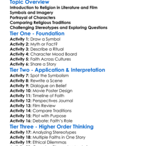 Religion In Literature And Film Worksheet Activity Booklet