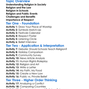 Religion In Public Life Worksheet Activity Booklet