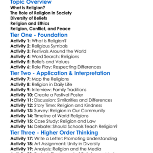 Religion In Society Worksheet Activity Booklet