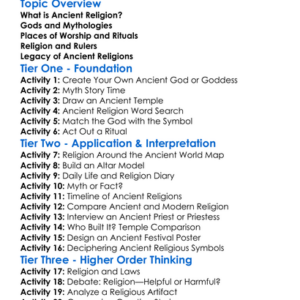 Religion In The Ancient World Worksheet Activity Booklet