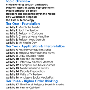Religion In The Media Worksheet Activity Booklet