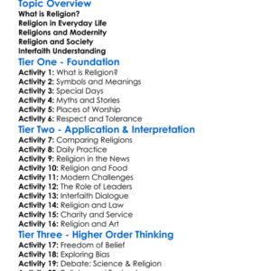 Religion In The Modern World Worksheet Activity Booklet