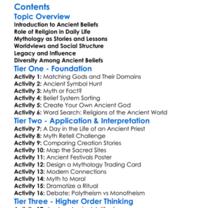 Religion Mythology And Worldviews In Ancient Societies Worksheet Activity Booklet