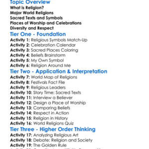 Religions Of The World Worksheet Activity Booklet