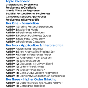 Religious Approaches To Forgiveness Worksheet Activity Booklet