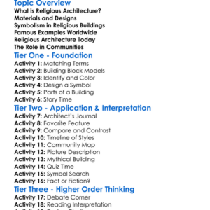 Religious Architecture Worksheet Activity Booklet
