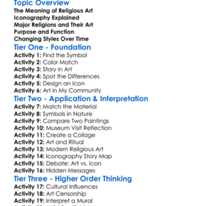 Religious Art And Iconography Worksheet Activity Booklet