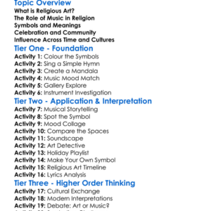 Religious Art And Music Worksheet Activity Booklet