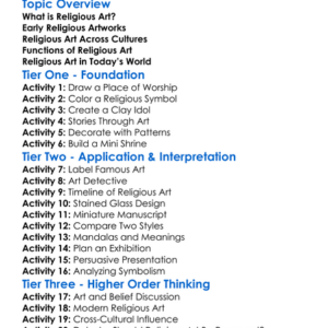 Religious Art In History Worksheet Activity Booklet