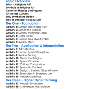 Religious Art Symbolism Worksheet Activity Booklet