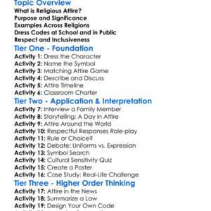 Religious Attire And Dress Codes Worksheet Activity Booklet