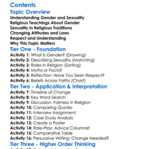 Religious Attitudes To Gender And Sexuality Worksheet Activity Booklet