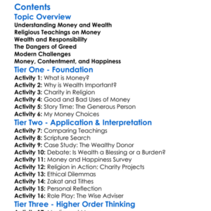 Religious Attitudes To Money And Wealth Worksheet Activity Booklet