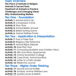 Religious Attitudes Towards Animals Worksheet Activity Booklet