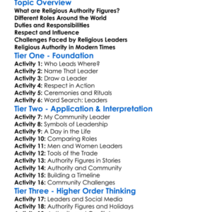 Religious Authority Figures Worksheet Activity Booklet