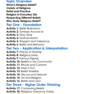 Religious Belief Worksheet Activity Booklet