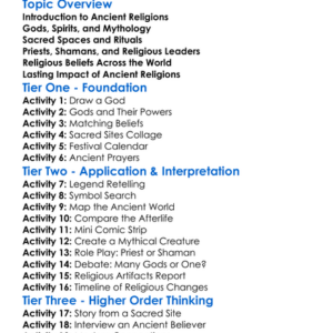 Religious Beliefs In Ancient Cultures Worksheet Activity Booklet