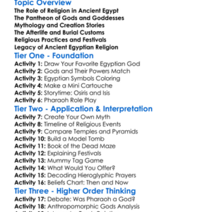 Religious Beliefs In Ancient Egypt Worksheet Activity Booklet