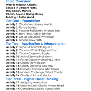 Religious Charity And Service Worksheet Activity Booklet