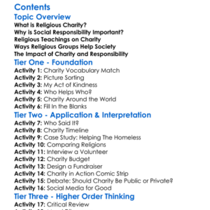 Religious Charity And Social Responsibility Worksheet Activity Booklet