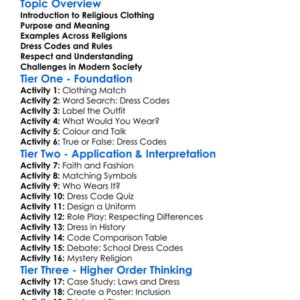 Religious Clothing And Dress Codes Worksheet Activity Booklet