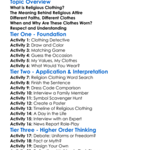 Religious Clothing Worksheet Activity Booklet