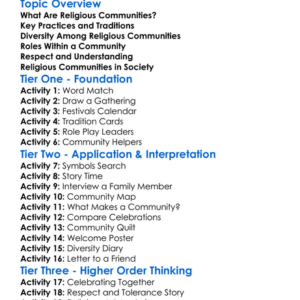 Religious Communities Worksheet Activity Booklet