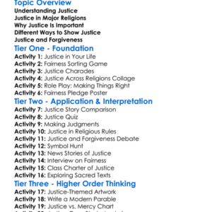 Religious Concepts Of Justice Worksheet Activity Booklet
