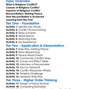 Religious Conflict And Reconciliation Worksheet Activity Booklet