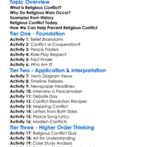 Religious Conflict And Wars Worksheet Activity Booklet
