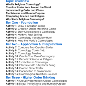 Religious Cosmology Worksheet Activity Booklet