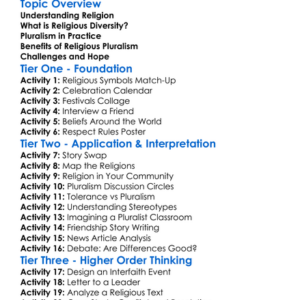 Religious Diversity And Pluralism Worksheet Activity Booklet
