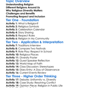 Religious Diversity In Society Worksheet Activity Booklet