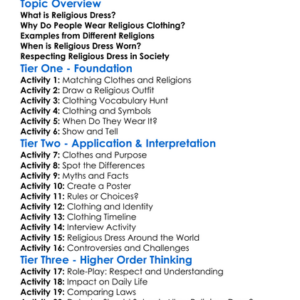 Religious Dress And Clothing Worksheet Activity Booklet