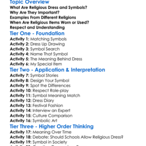 Religious Dress And Symbols Worksheet Activity Booklet