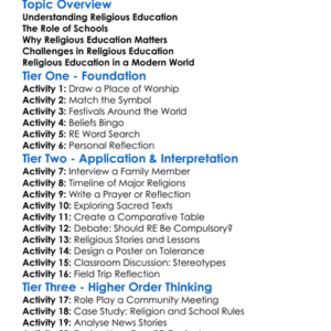 Religious Education And Schools Worksheet Activity Booklet