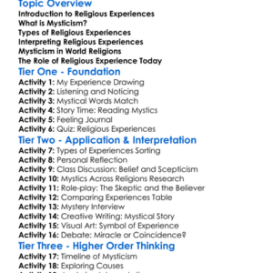 Religious Experiences And Mysticism Worksheet Activity Booklet