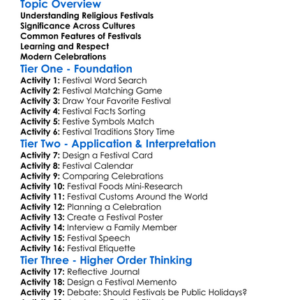 Religious Festivals And Holidays Worksheet Activity Booklet