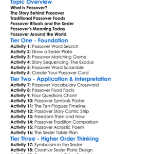 Religious Festivals Passover Worksheet Activity Booklet