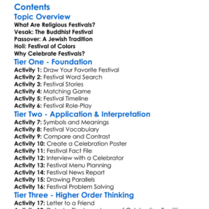 Religious Festivals Vesak Passover Holi Worksheet Activity Booklet