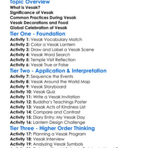 Religious Festivals Vesak Worksheet Activity Booklet