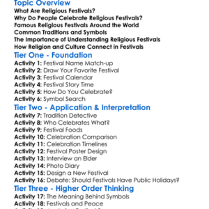 Religious Festivals Worksheet Activity Booklet