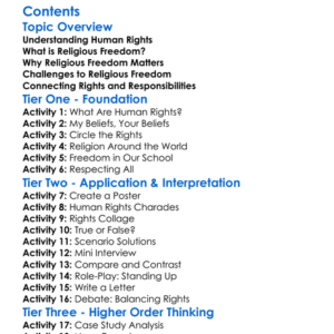 Religious Freedom And Human Rights Worksheet Activity Booklet