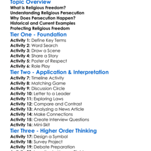 Religious Freedom And Persecution Worksheet Activity Booklet