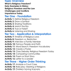 Religious Freedom In History Worksheet Activity Booklet