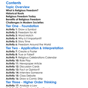 Religious Freedom In Modern Societies Worksheet Activity Booklet